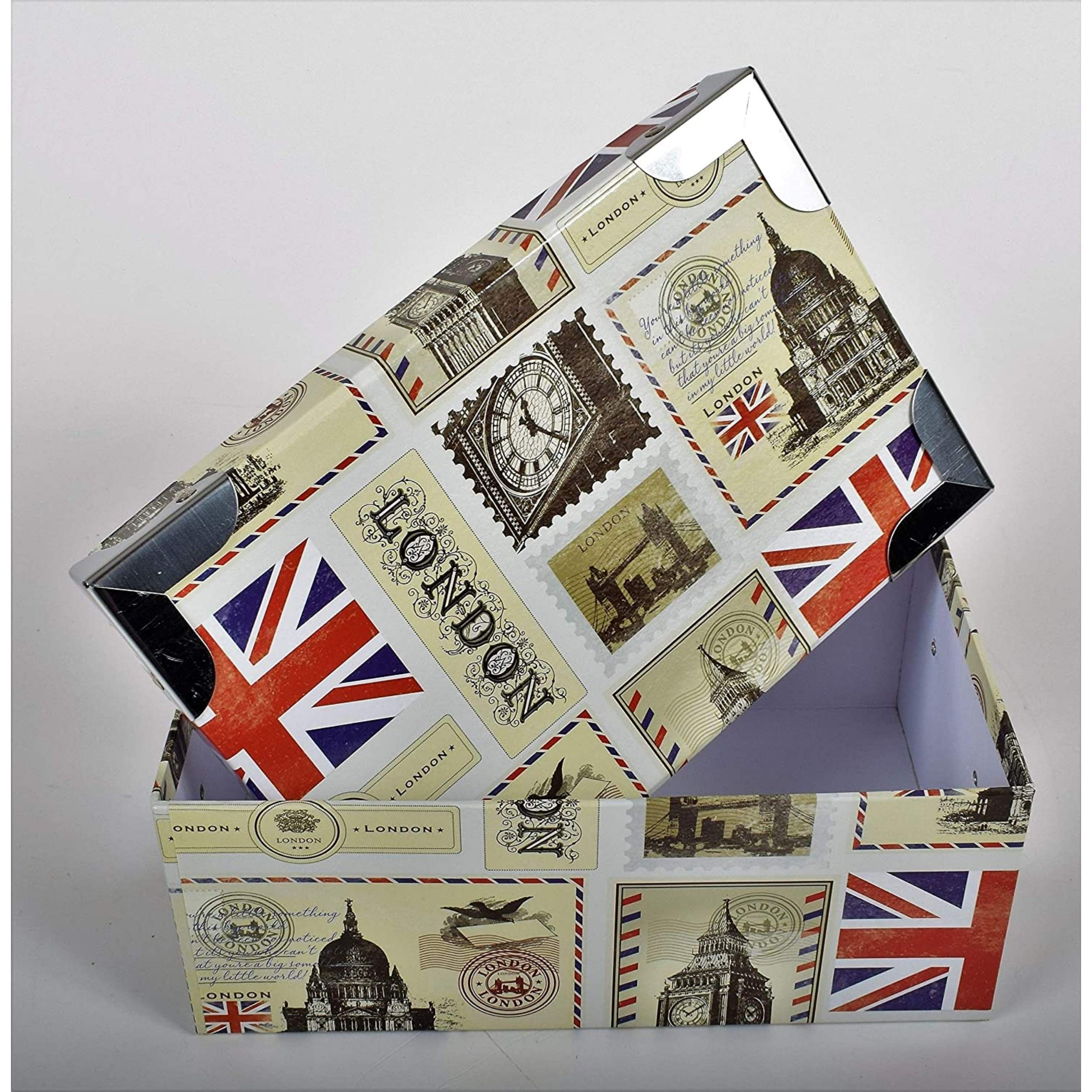 2J London, Set Of 4 Printed Cardboard Storage Boxes Decor UK, England - Image 3