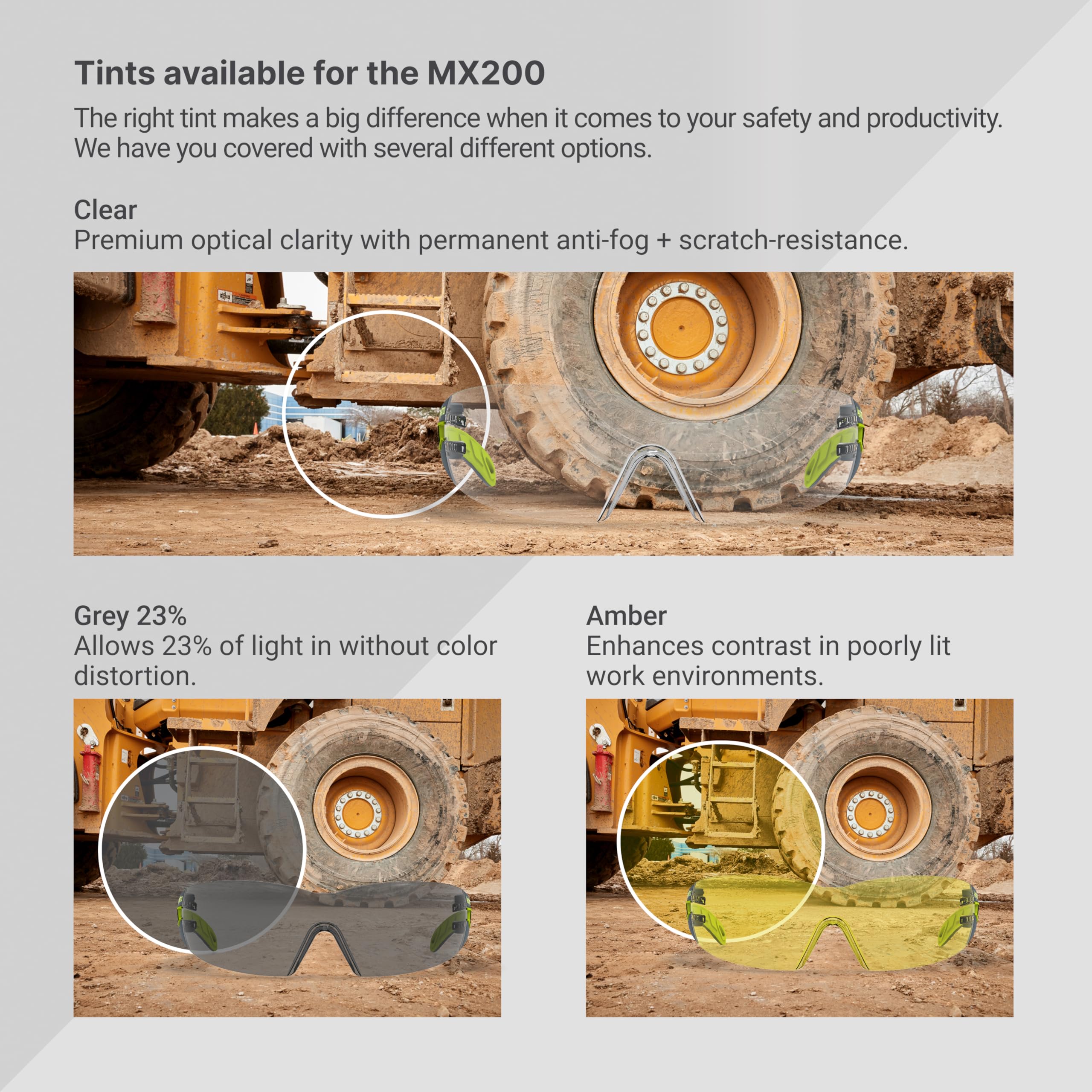 HexAmor MX200 Anteojos de seguridad antiniebla con correa de sujeción, Lens Coating: TruShield, Tint: Clear, 1