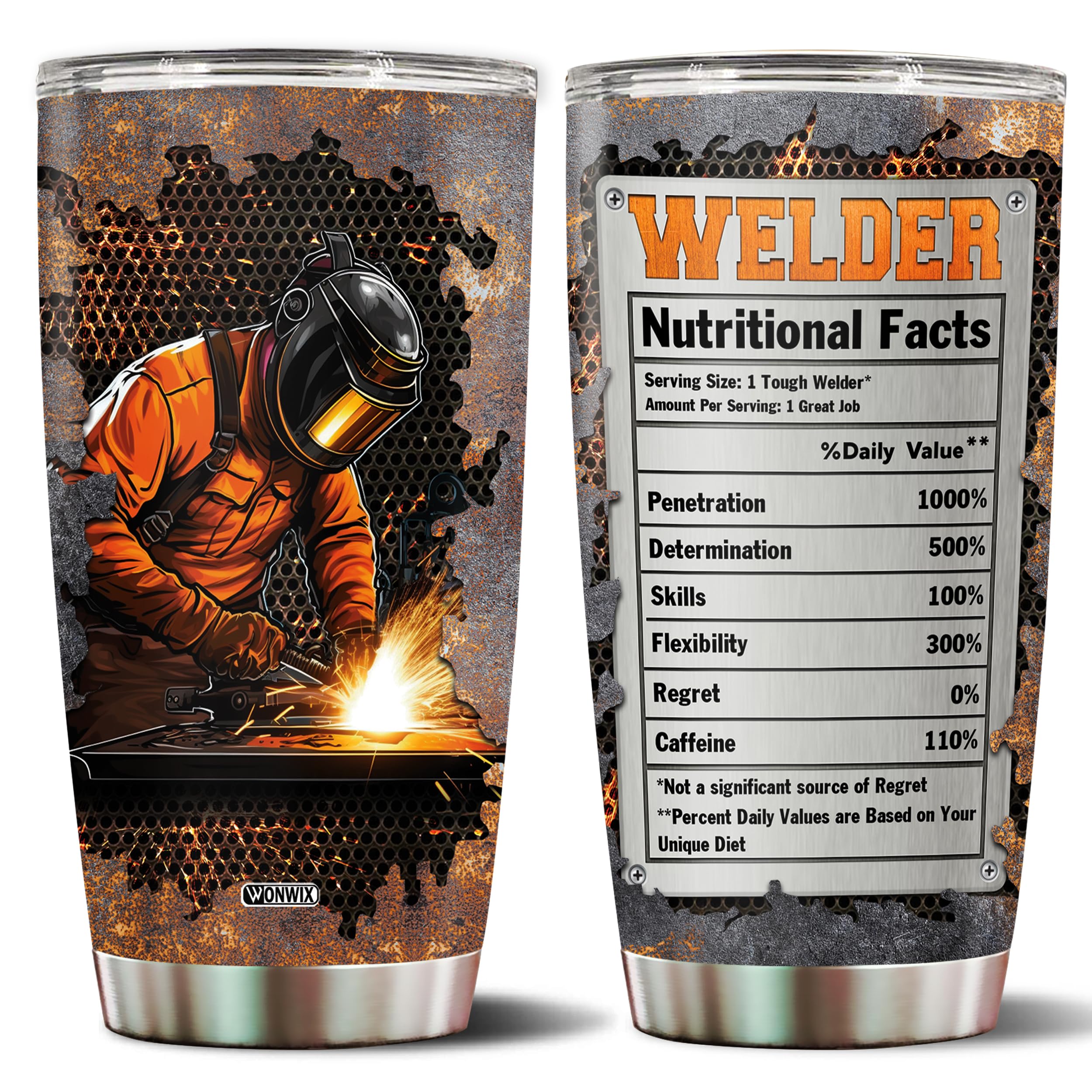 WONWIX Welder Gifts for Men Women Dad Welding Insulated Stainless Steel 20oz Coffee Cup Travel Mug Tumbler with Lid for Welders Husband Wife Christmas