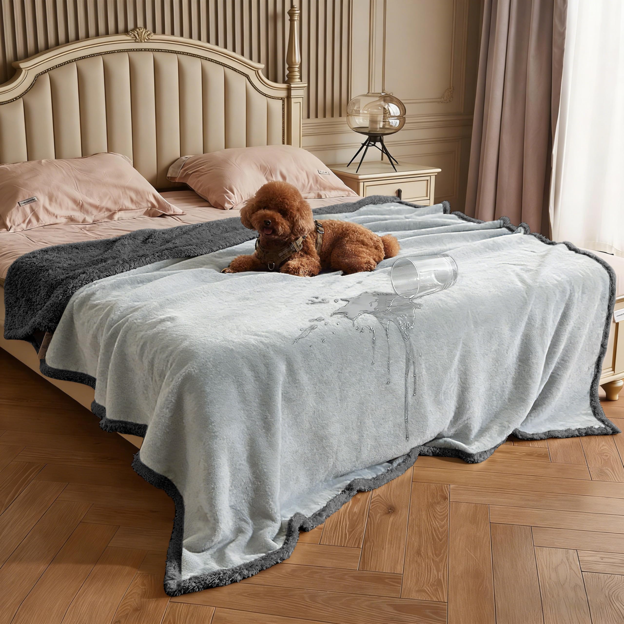 Kritter Planet Large Waterproof Bed Blanket for Intimacy, King Size Love Couples Bed Cover Leakproof, Reversible Protector Furniture Couch Cover for Dogs Pets, Washable, Stain Proof, Hair Resistant