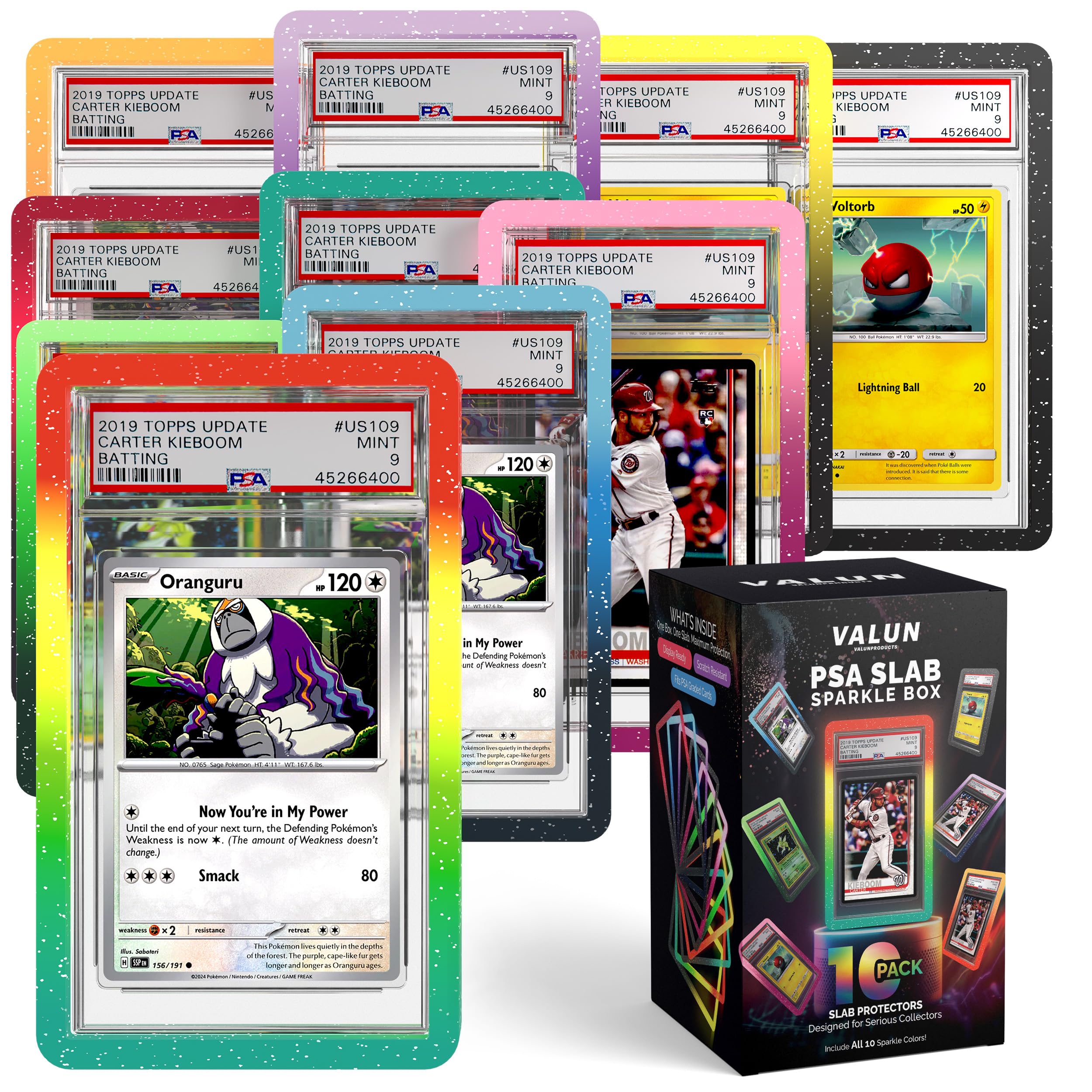 VALUN 10 Pack Sparkling Slab Guards Fits PSA & CGC & TAG Slabs - PSA Slab Protector Hard TPU PSA Slab Guard for Graded Cards – PSA Slab Bumper Guard for graded slabs – Slab Protector for PSA Cards