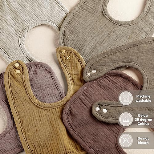 Miniatura 5 de Baberos de muselina para bebés para niños y niñas, baberos de algodón para babeo, baberos ajustables para recién nacidos para babeo y dentición