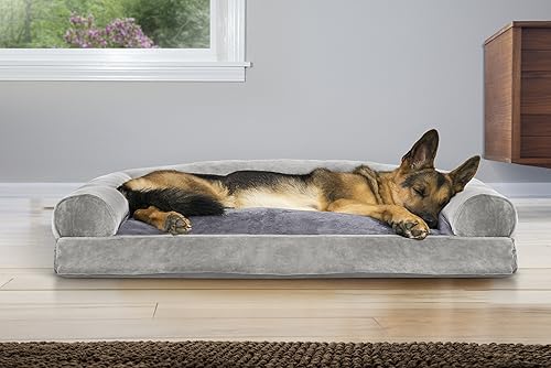 Miniatura 3 de Furhaven - Cama para perros, cojín de almohada tradicional sofá y colchón de espuma rectangular terapéutico de lujo con funda extraíble para perros