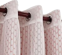 Vista 7 de Deconovo Juego de cortinas traslúcidas blancas con estampado marroquí rojo para dormitorio, paneles de oscurecimiento con aislamiento térmico