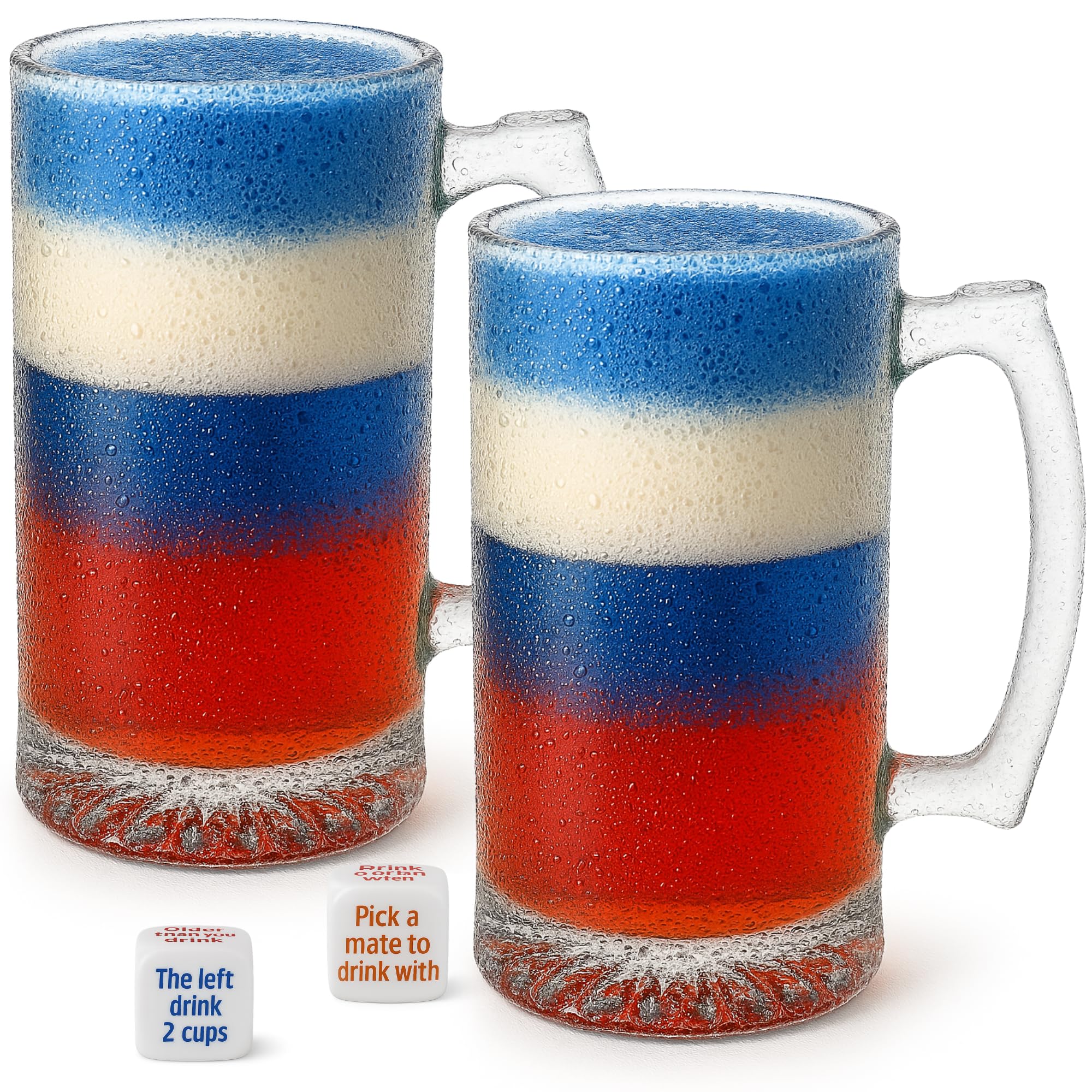 Amazon.com | VAMB LLC 4 Piece Set Large Glass Beer Mugs Freezer