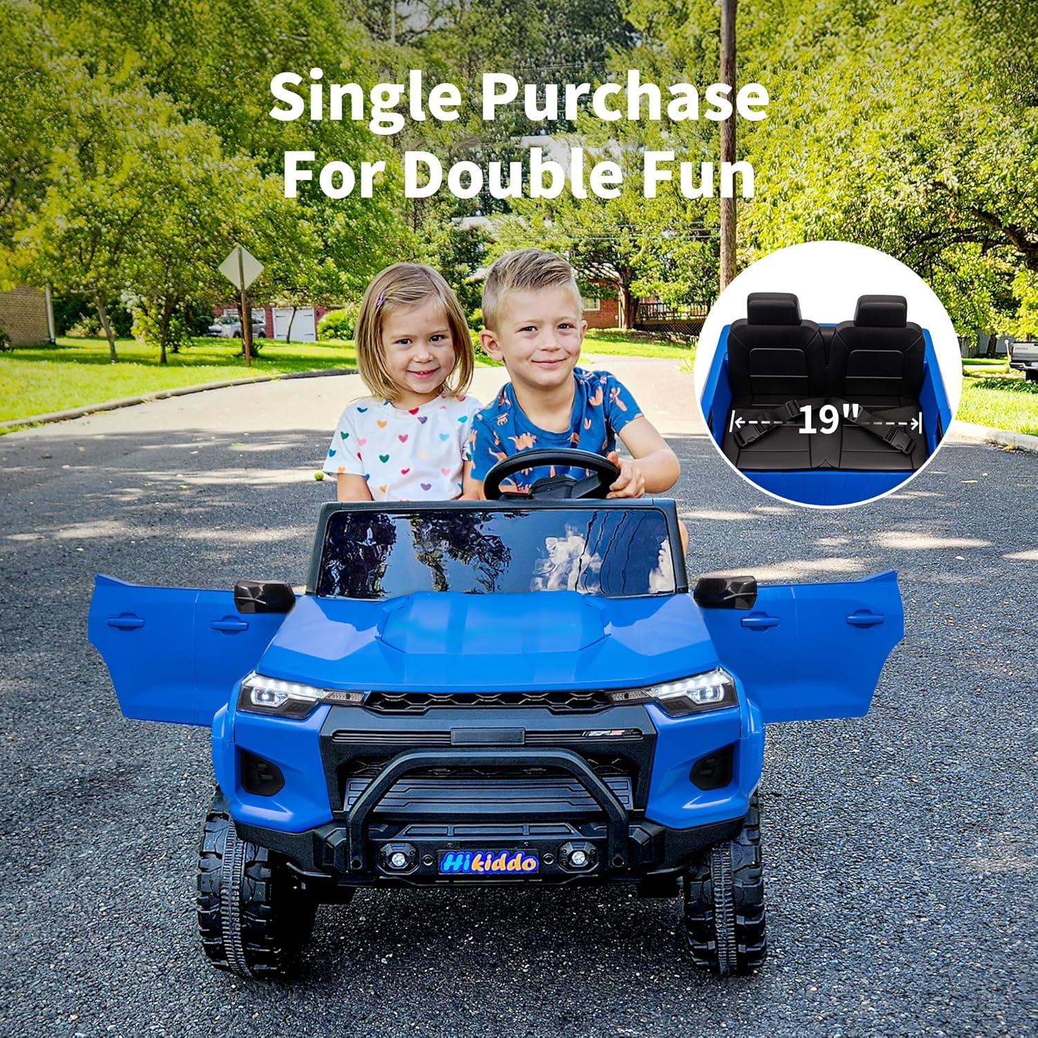 Hikiddo 24V 10Ah Ride on Toy for Big Kids, 4x4 2 Seater Electric Kids SUV Car to Drive with Remote Control, 4x200W Motors - Blue