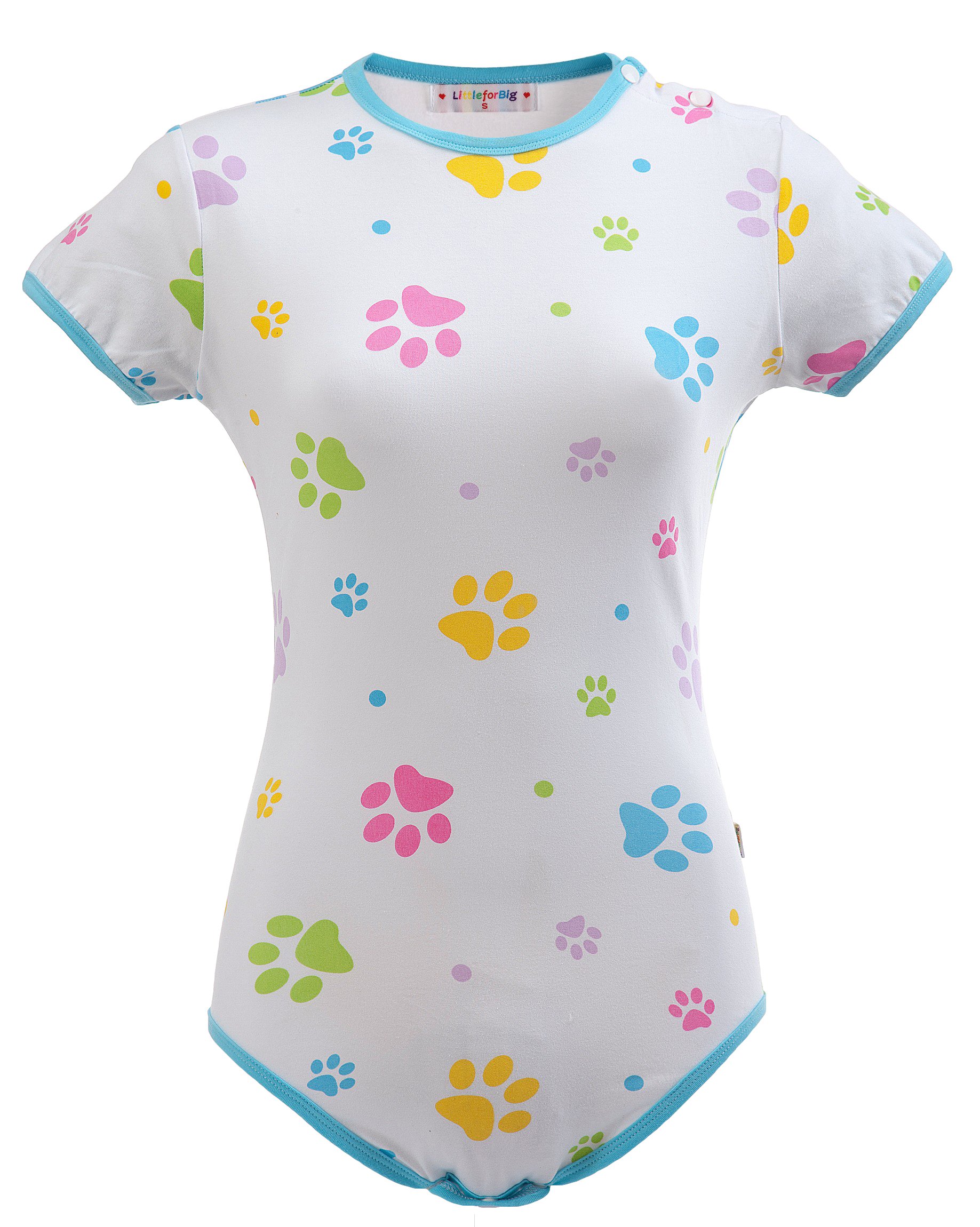 LittleForBig Bebé Adulto Amante del Pañal (ABDL) Mono Botón Entrepierna Onesie-Pata de bebé Onesie