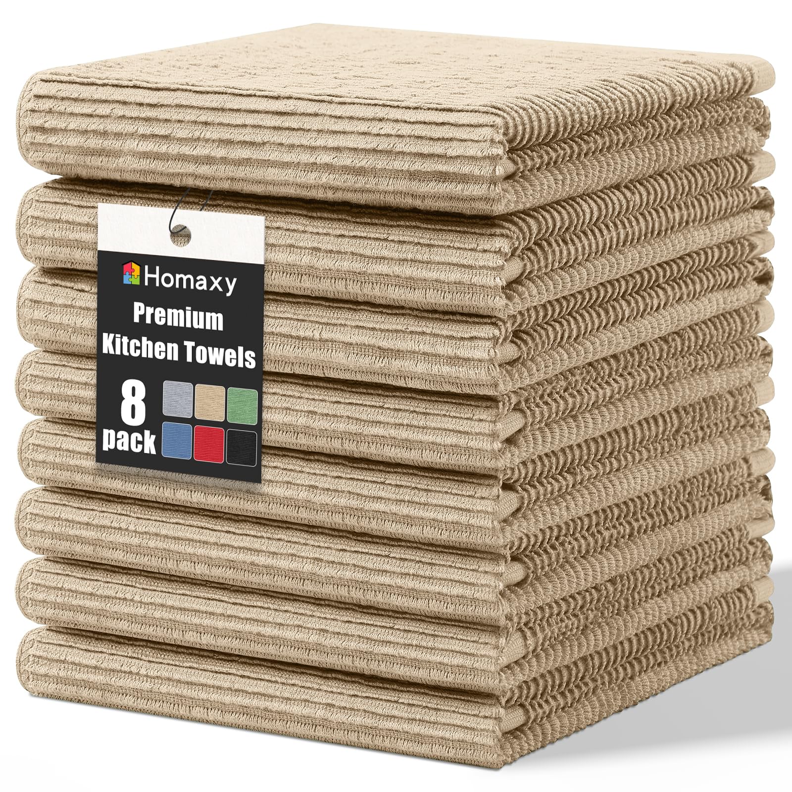 Photo 1 of ***MISSING PARTS***
Homaxy Premium Kitchen Towels (18"x 28", 8 Pack), Large 100% Cotton Kitchen Hand Towels, Ultra Absorbent Ribbed Terry Tea Towels Set with Hanging Loop, Khaki