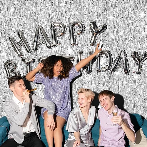 Miniatura 6 de RAYNAG 2 cortinas de flecos ondulados de 3.3 x 6.6 pies, cortina de flecos de oropel ondulado brillante, serpentinas de agua con patrón de estrellas