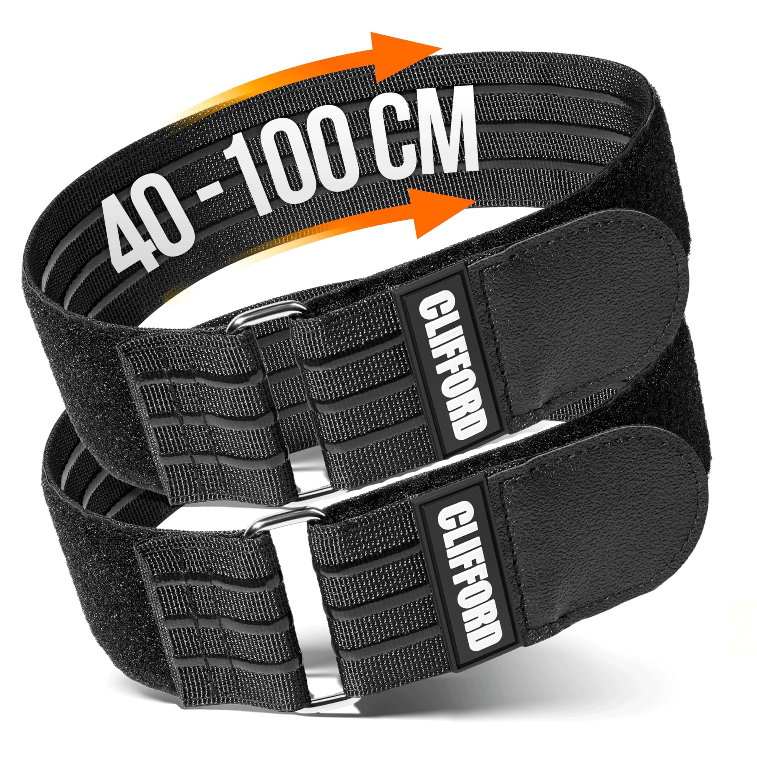 CLIFFORD Klett Spanngurte Extra Breit 50mm - Fahrradträger Spanngurt für Fahrrad, E-Bike & MTB - Rahmenschonende Fahrrad Sicherung mit Anti-Rutsch Silikon & Metallöse