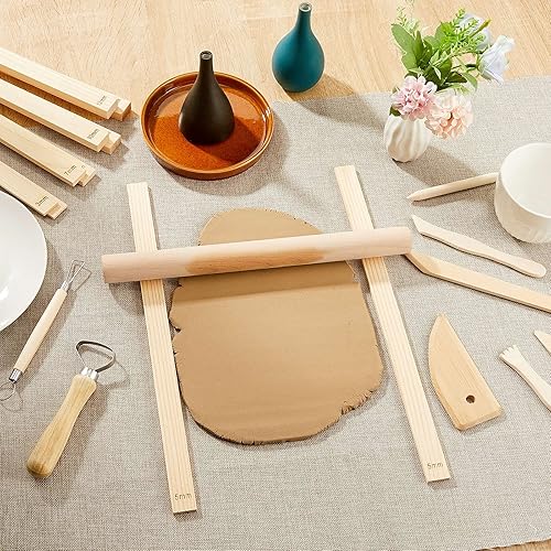 Miniatura 7 de Sasylvia 20 piezas de guía de barro rodante para enseñanza de cerámica, guía de barro, tiras de madera, guías de rodillo de cerámica, herramientas y