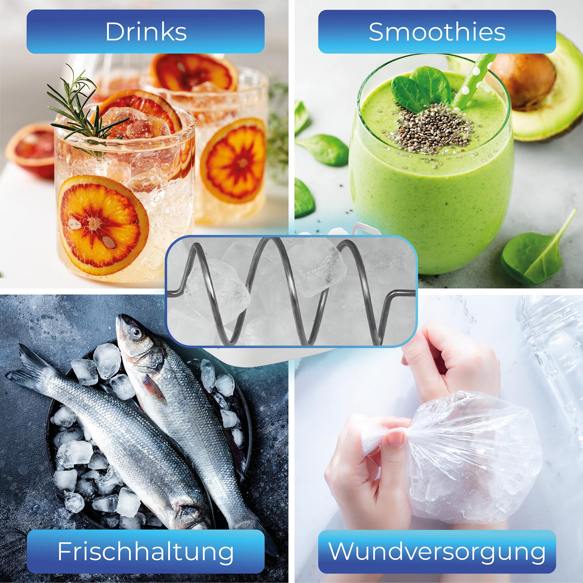 KLAMER 3-in-1 Eiswürfelmaschine, Crushed Ice & Eiswasser, 18–20 kg/24h, Kugeleis 12 Stück in 7 Min, 2,1 L Tank, Ice Maker, Wasserspender, Selbstreinigung