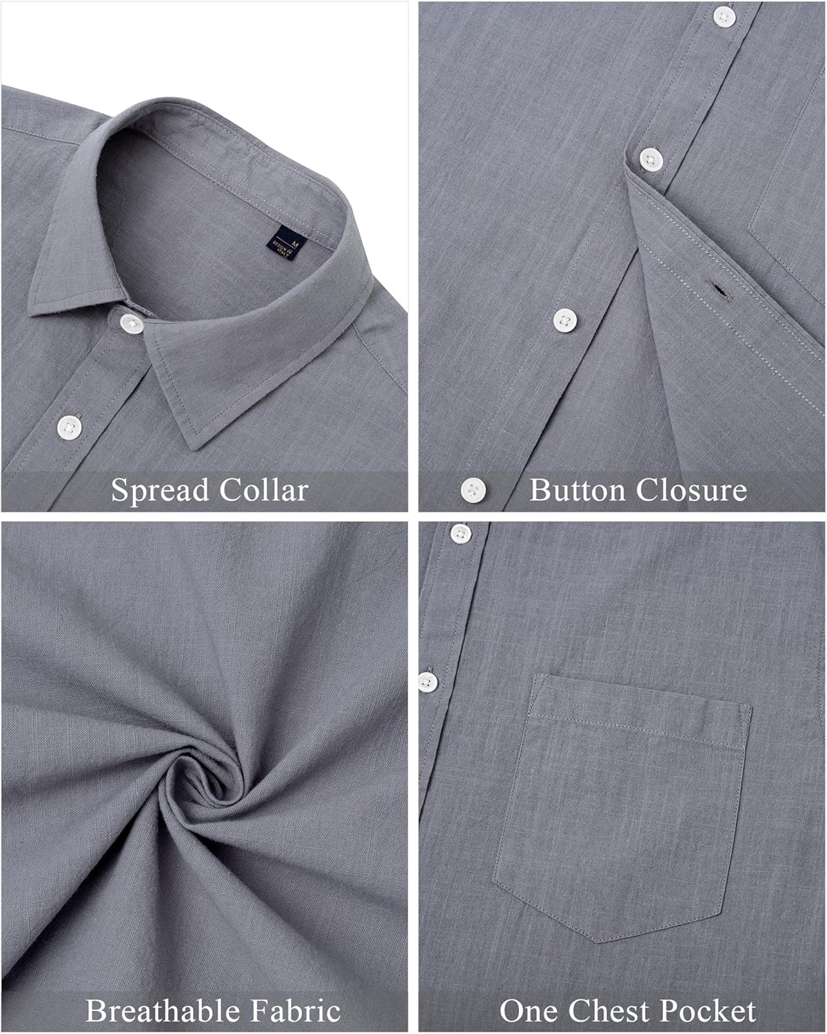 J.VER Men's Linen Short Sleeve Shirts Cotton Casual Lightweight Button Down Shirt Beach Vacation Summer Tops with Pocket - Image 5