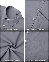 Vista 70 de J.VER Camisas de manga corta de lino y algodón para hombre, estilo informal, ligeras, con botones, para vacaciones, playa y verano, con bolsillo