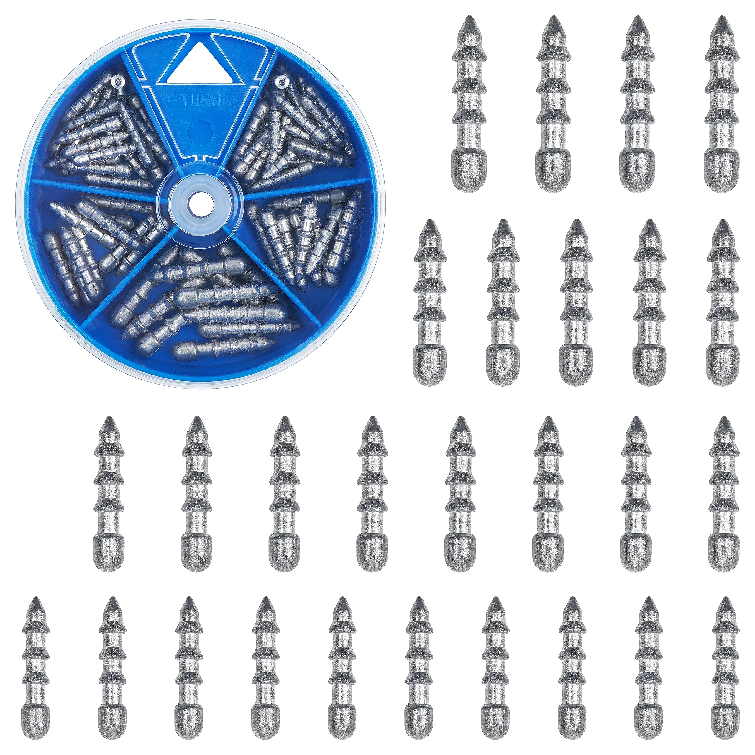 45pcs Nail Weights For Bass Fishing - Insert Sinkers For Soft Plastic Worms