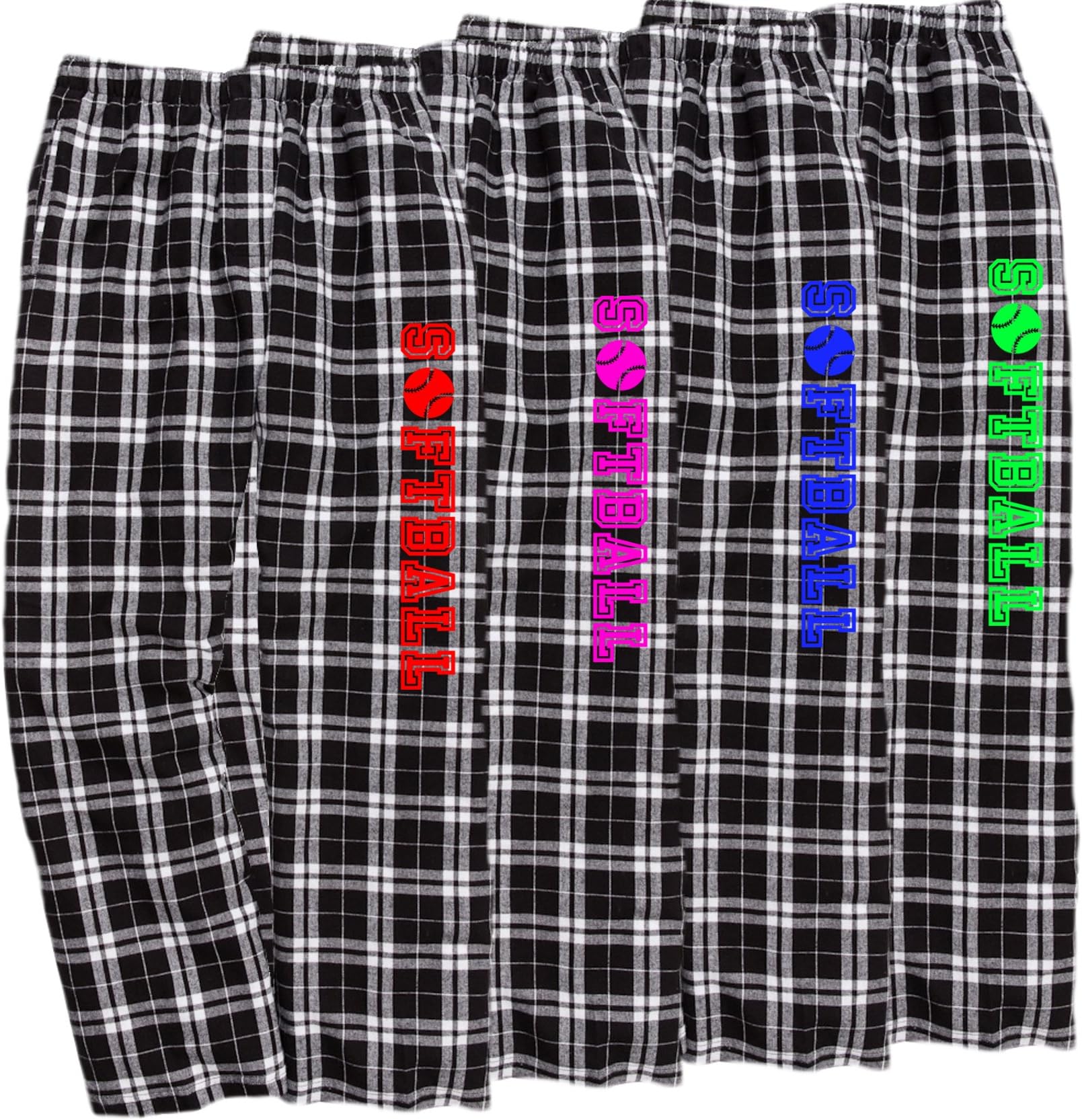 JANT girl Softball Black White Lounge Flannel Pant with Pockets