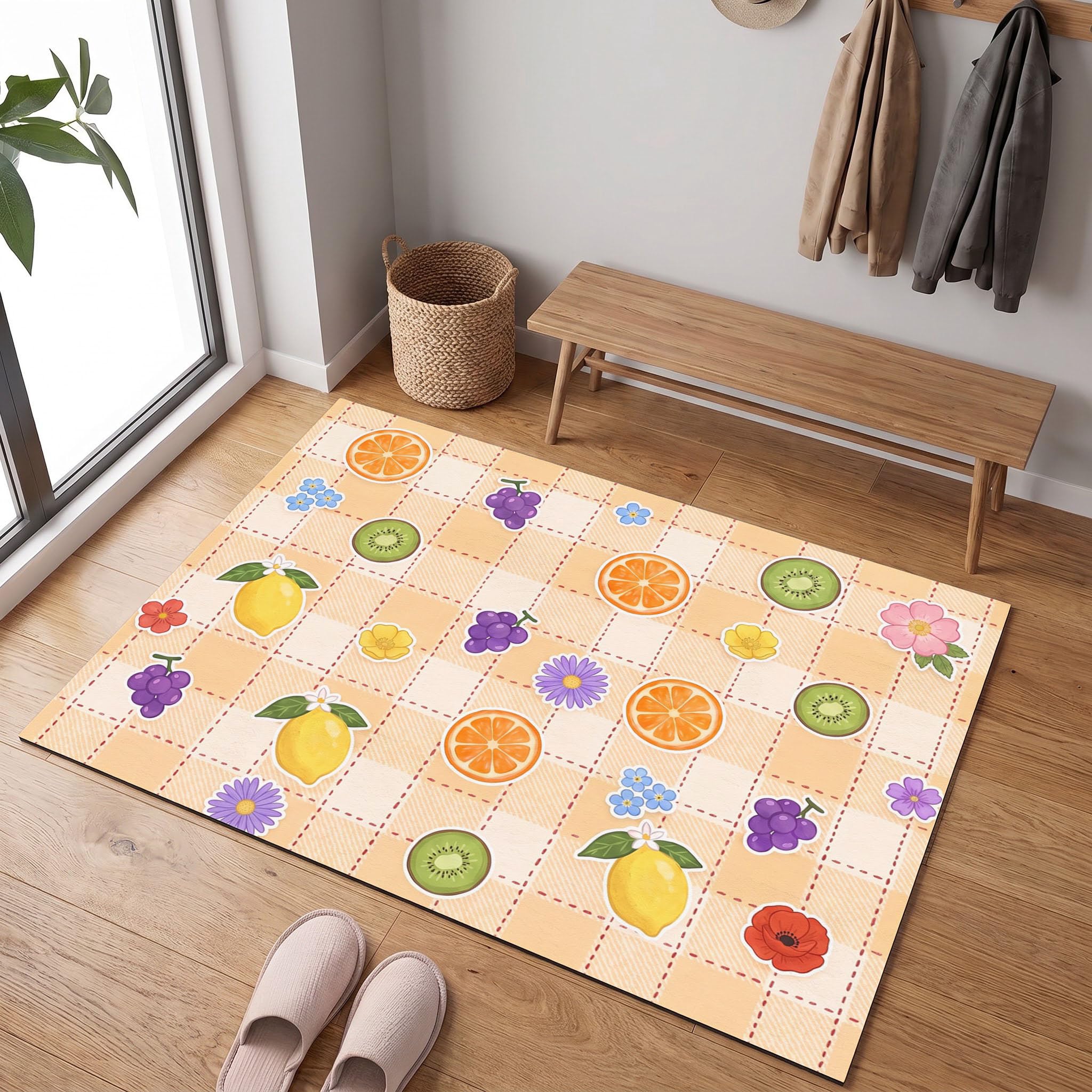 Orange Chaud Autocollants De Dessin Animépaillasson Durable Et Antidérapant Retient L’Eau Et Les Saletés Facile À Nettoyerpaillasson Interieur80 X 120 Cmtapis D'Entrée Antidérapant