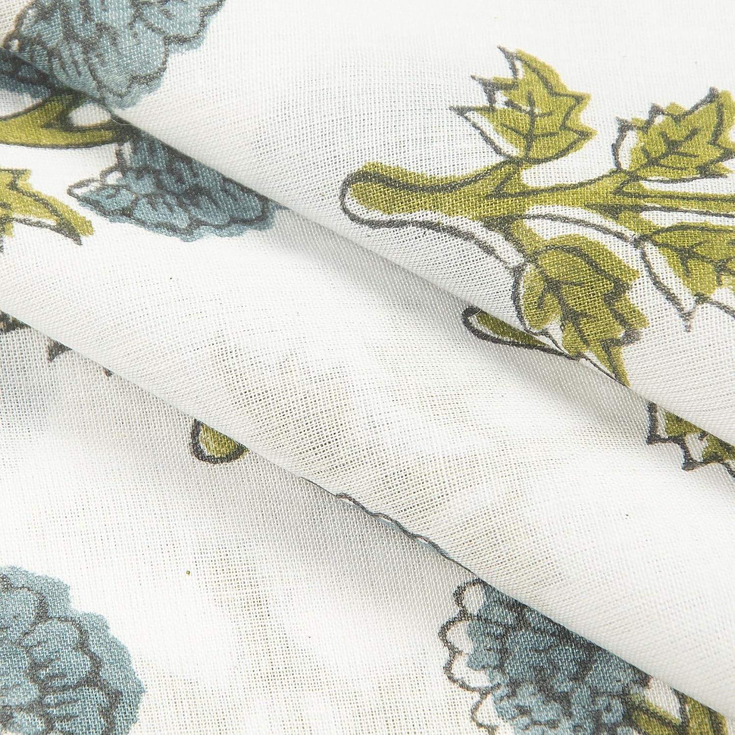 Hand Block Printed Cotton Fabric by The Yard - 100% Pure Cotton 5 Yard Blue & Green Floral Pattern 44" Width Machine Washable Handmade Bohemian Style Uses for Sewing & DIY Dress
