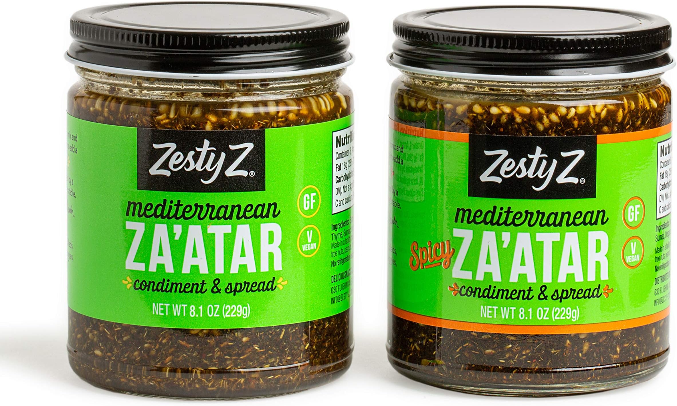 Zesty Z Savory and Spicy Za'atar Spice Blend Variety Pack (Zaatar/Zatar/Zahtar), Mediterranean Condiment, All Natural, Gluten Free, Vegan, Keto, Paleo, Sugar Free, 8.1 ounces, Pack of 2
