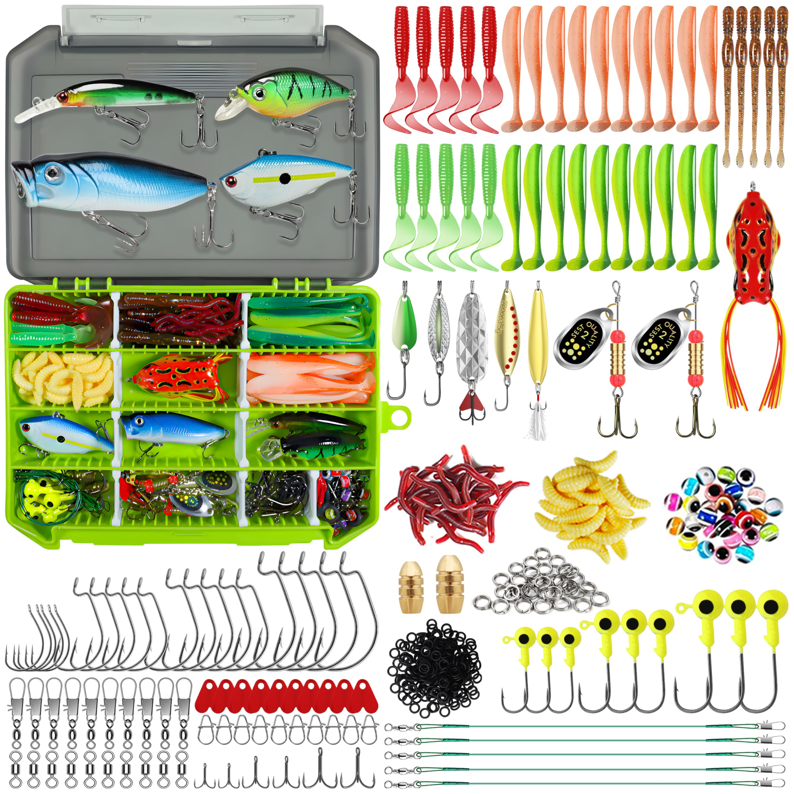 TRUSCEND Widely Used Fishing Lures & Tackle Kit Worth Ever Penny, Selected Fishing Kit for Starter Freshwater Saltwater, Economic/Giftable/Premium Fishing Gear Set Available, for Family