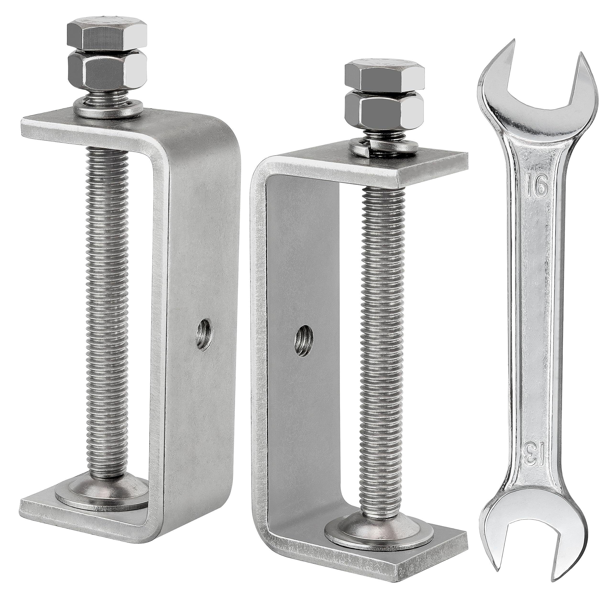 304 Stainless Steel C-Clamp, 75MM Heavy Duty C-Clamp Woodworking Clamp for woodworking, welding and construction. Features stable wide jaws and protective pads (75mm-2 Pcs)