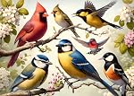 Rocorose 1000 Piece Puzzle for Adults, Colorful Birds and Flowers Puzzle with Exquisite Poster, Challenging Spring Garden Animal Songbirds Cardinals Puzzles Game