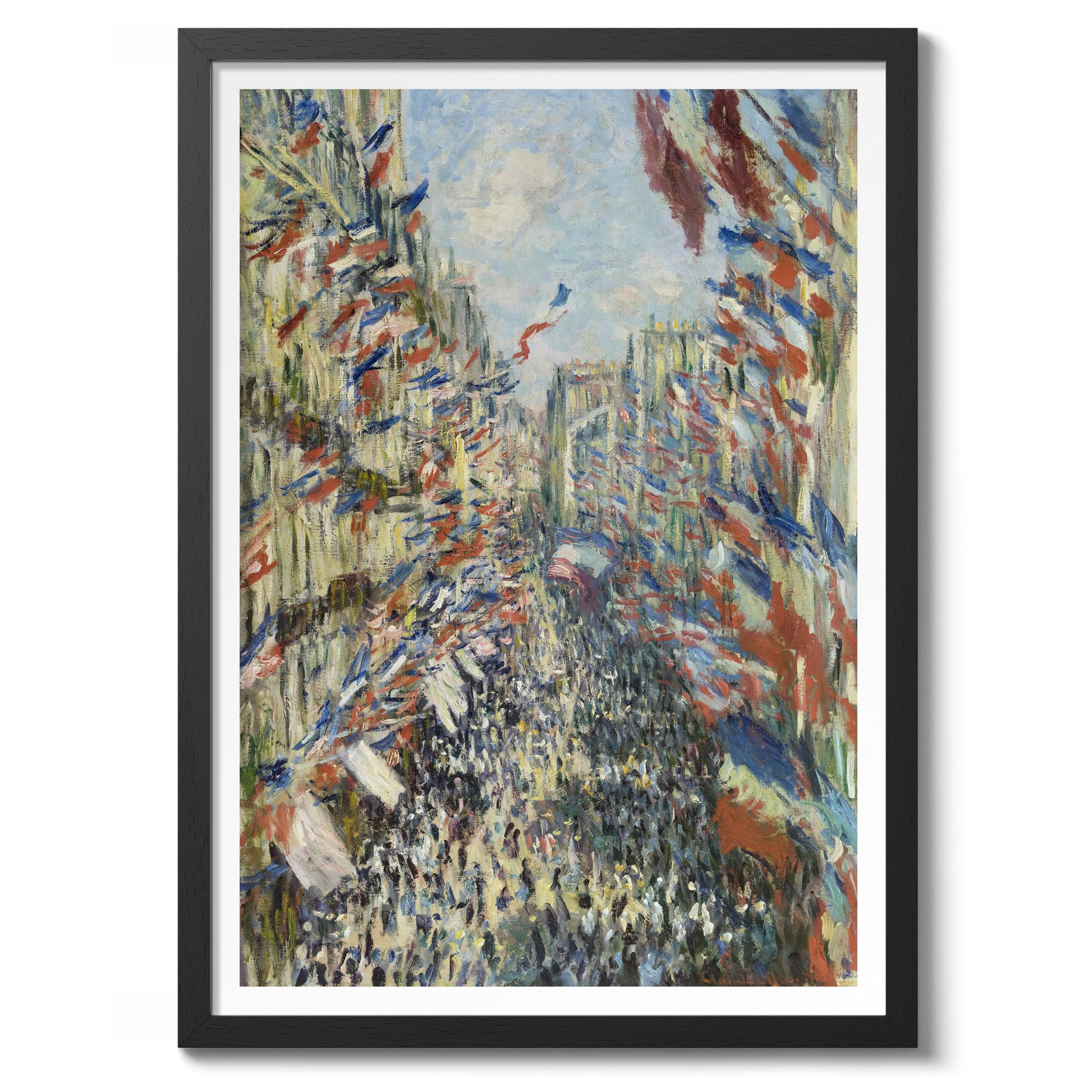 The Rue Montorgueil In Paris Claude Monet Art Print, Classic Art Painting Poster, Impressionism Art Exhibition Modern Wall Art, Minimalist Home Decor Picture Artwork, A5 (Black Frame) - 24.1x17.9cm — image 1