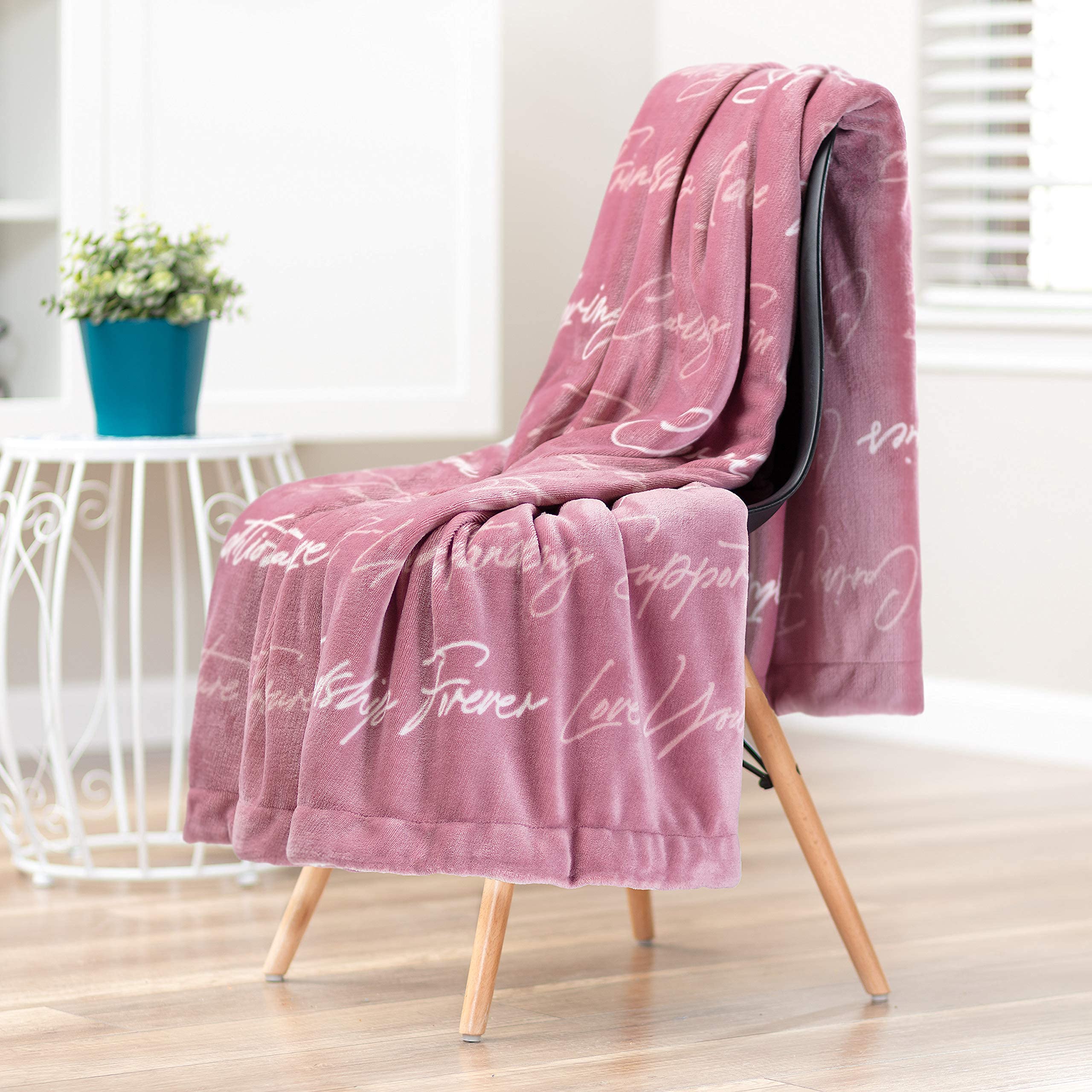 Mainstays Oversized Plush Throw With Poms, Bewitching Coral, 50"x70