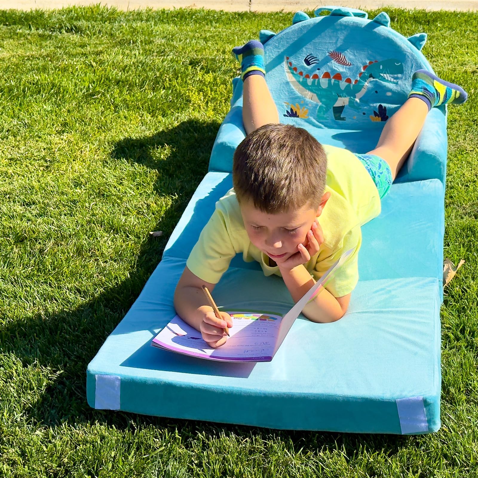 Dinosaurier Kindersofa, Aufklappen 2 in 1 Mini Couch, 150cm Wweiches Kristall Samt Kleinkinder Spielsofa für Schlafzimmer Wohnzimmer, Spielzimmer, Geburtstag Geschenk für Jungen Mädchen