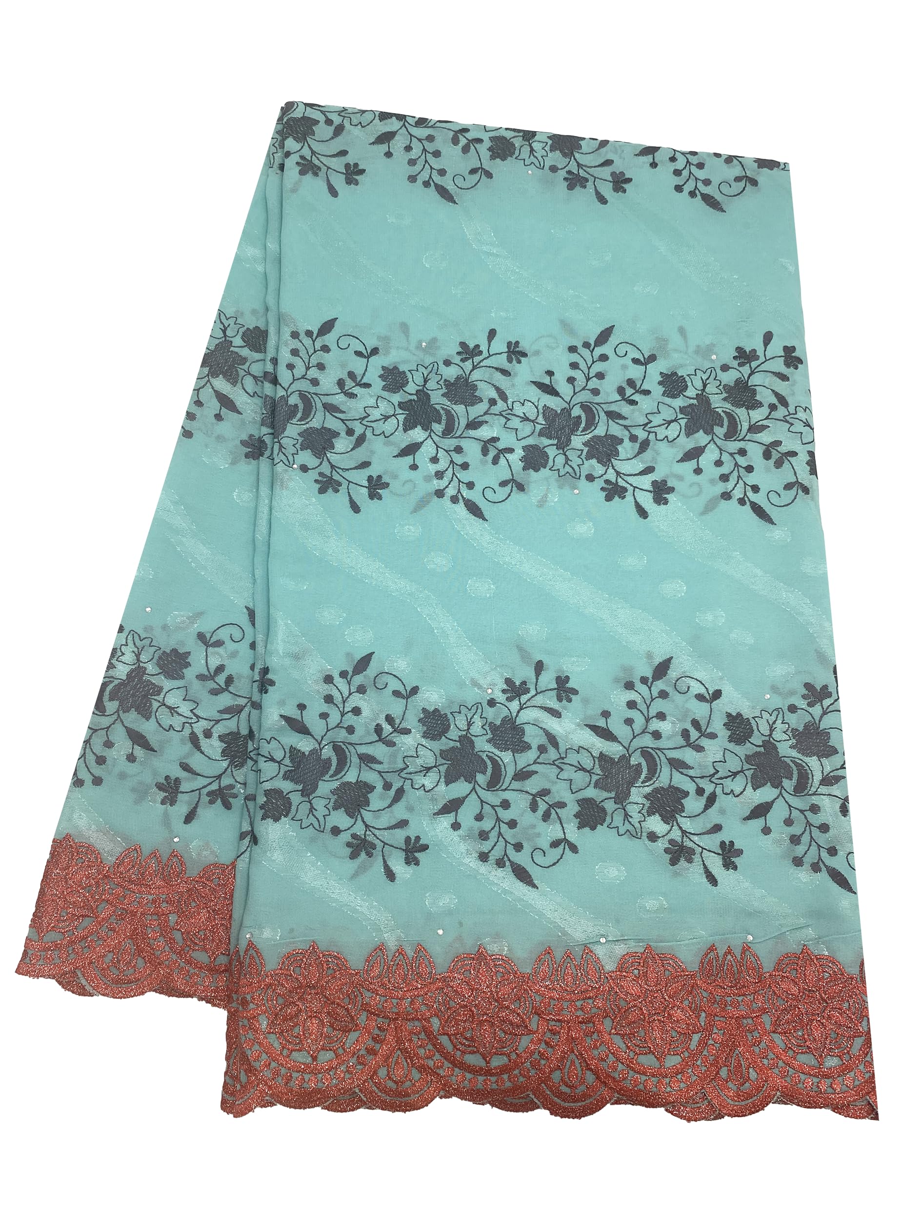 het HARISH EXIM TRADING SWISS LACE Length 5 Yards 100% Cotton Fabric Heavy Embroidered (02)