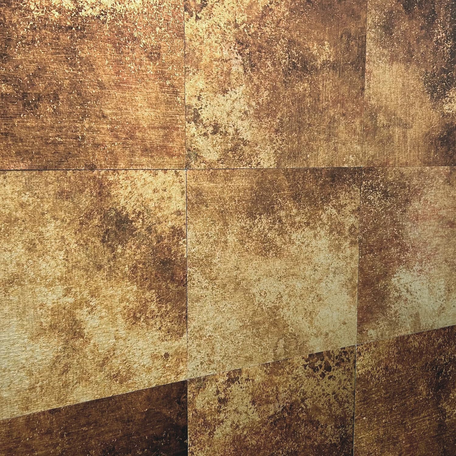 LiveInUrban Vintage Copper Patina Pattern Wall Panels Backsplash for Living Room Kitchen Office, Rusty Brass 11"x11" 6PCS