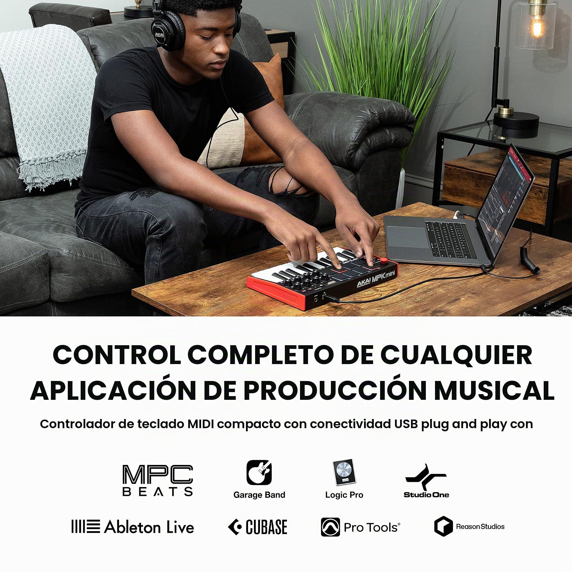 AKAI Professional MPK Mini MK3 + monitores de estudio M-Audio BX3 - Teclado Controlador MIDI USB de 25 Teclas con altavoces de estudio