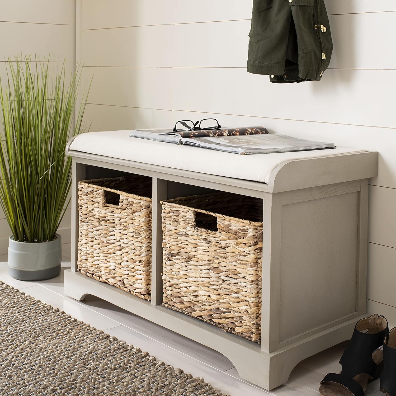 Safavieh American Homes Collection Freddy Brown Wicker Storage Bench : Everything Else