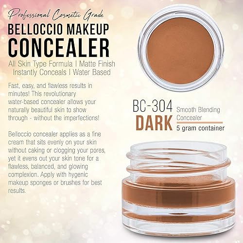 Miniatura 2 de Belloccio Corrector de maquillaje de sombra oscura de alta definición, tarro de 0.18 oz, oculta imperfecciones, oculta imperfecciones, círculos