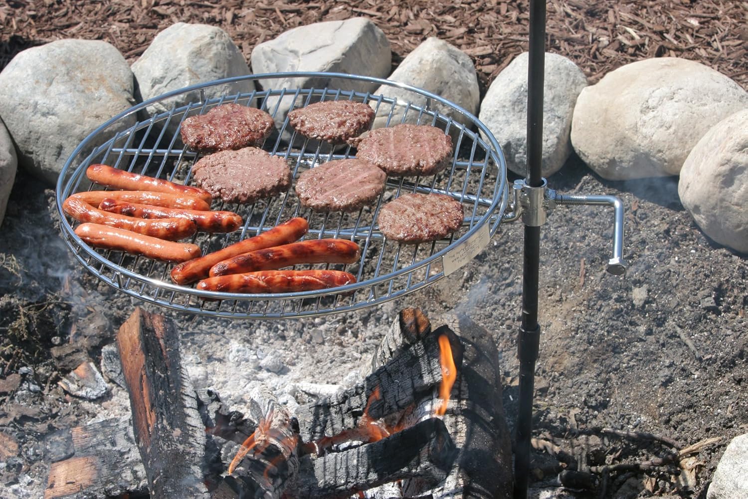 Portable ORB Campfire Grill, 18" Dia, HD Stainless Steel Rack with 2 Piece Stake, Free Carrying bag, 9 lbs.