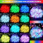 99FT 300 LED Lumières à corde communicables extérieures étanches, 24 Lumières de corde changeantes de couleur avec télécommande, lumières de chaînes extérieures de couleur Chaning pour chambre, terrasse, patio, arrière-cour Noël Halloween