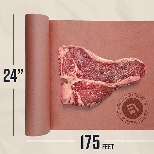 Miniatura 12 de Bryco Goods Rollo de papel de carnicero rosa con caja dispensadora, 18 x 175 pies (2100 pulgadas), papel de carnicero melocotón de grado alimenticio