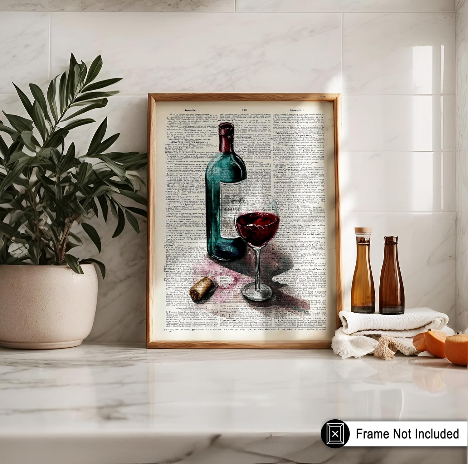 Poster Master Red Wine Print - Dictionary Poster - Wine Glass & Alcohol Art - Gift for Men, Women & Bartender - Great Decor for Bar, Man Cave, Kitchen or Restaurant - 16x20 UNFRAMED Wall Art