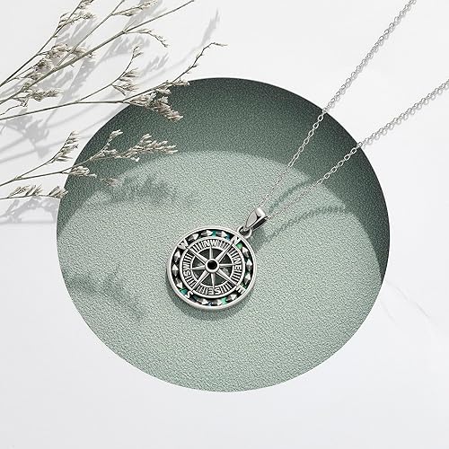 Miniatura 2 de ONEFINITY MountainCompassPlanetWave Necklce 925 Sterling Silver Travel Pendant New Years Necklace Jewelry Gifts for Women Men