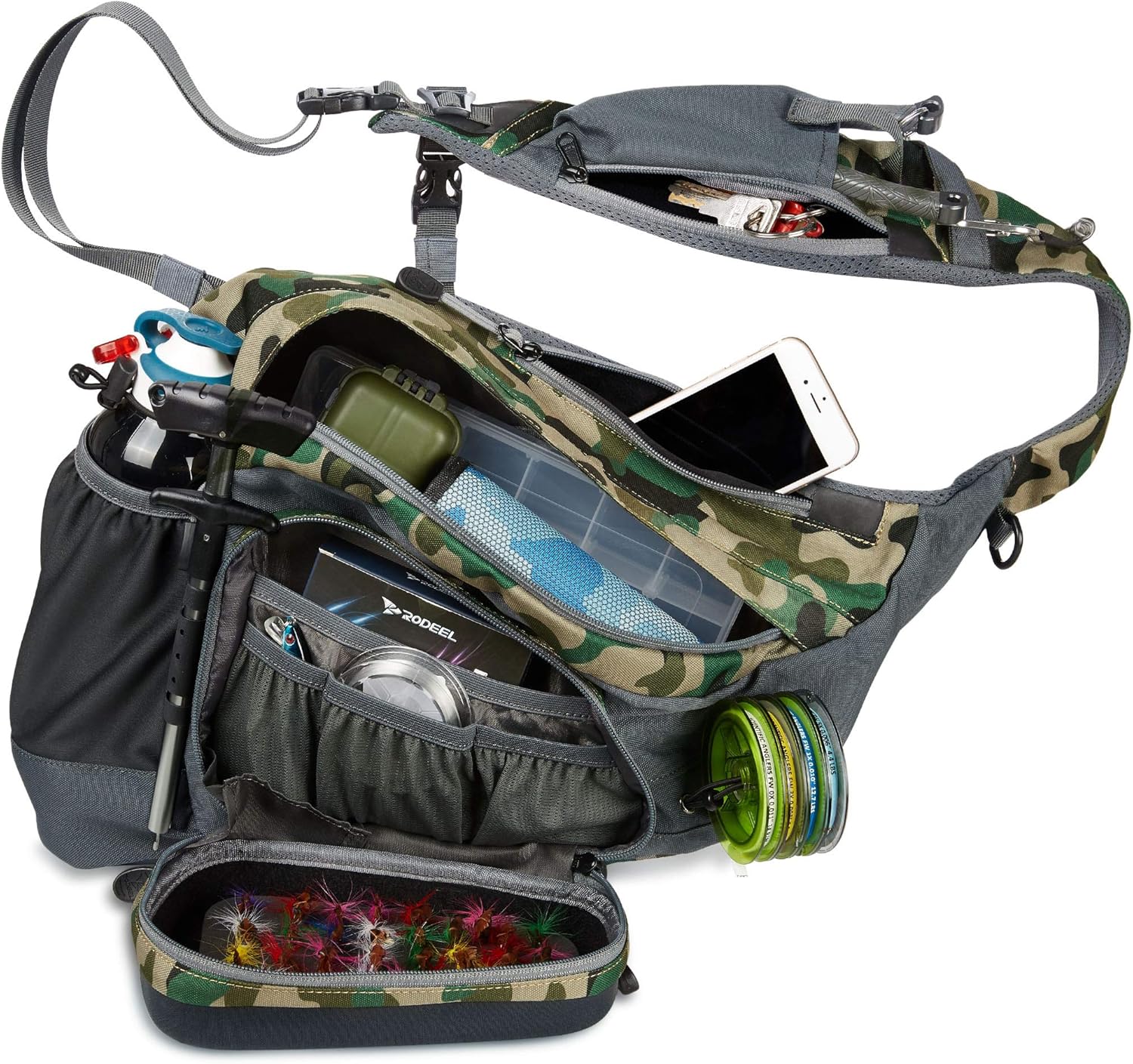 Rodeel Fishing Single Shlouder Bag, Large Storage, for Fly Fishing, Outdoor Sports, Camping and Hiking : Sports & Outdoors