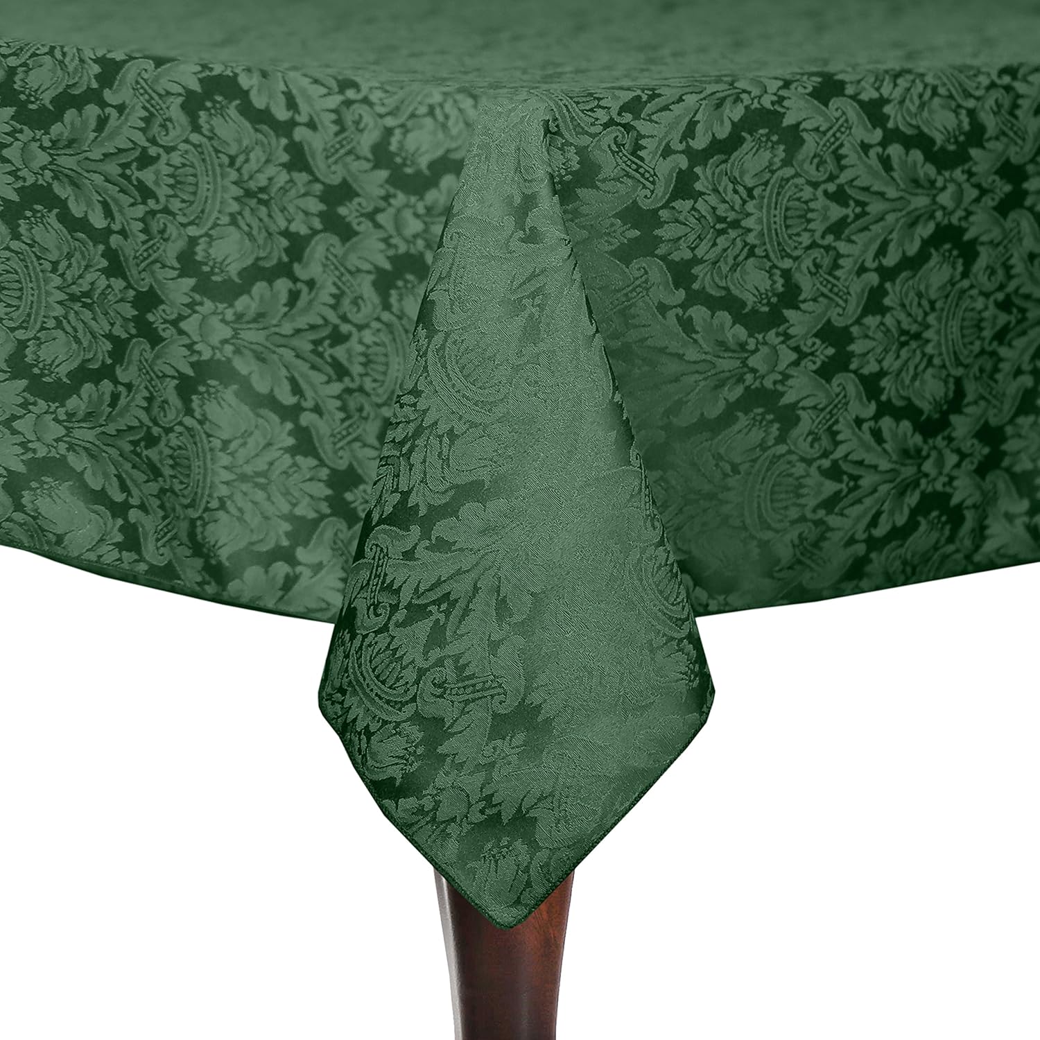 Ultimate Textile Saxony 54 x 96-Inch Rectangular Damask Tablecloth Hunter Green