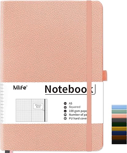 Miniatura 31 de Mlife A5 Lined Journal Notebook,Notebooks 200 Pages with Premium 100gsm Inkproof Paper Thick,PU Hard Cover journals,Inside Pocket,Elastic Blue