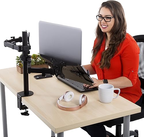 Miniatura 8 de Stand Steady Soporte para monitor + soporte para laptop  Soporte para monitor y teclado de altura ajustable con articulación completa y abrazadera