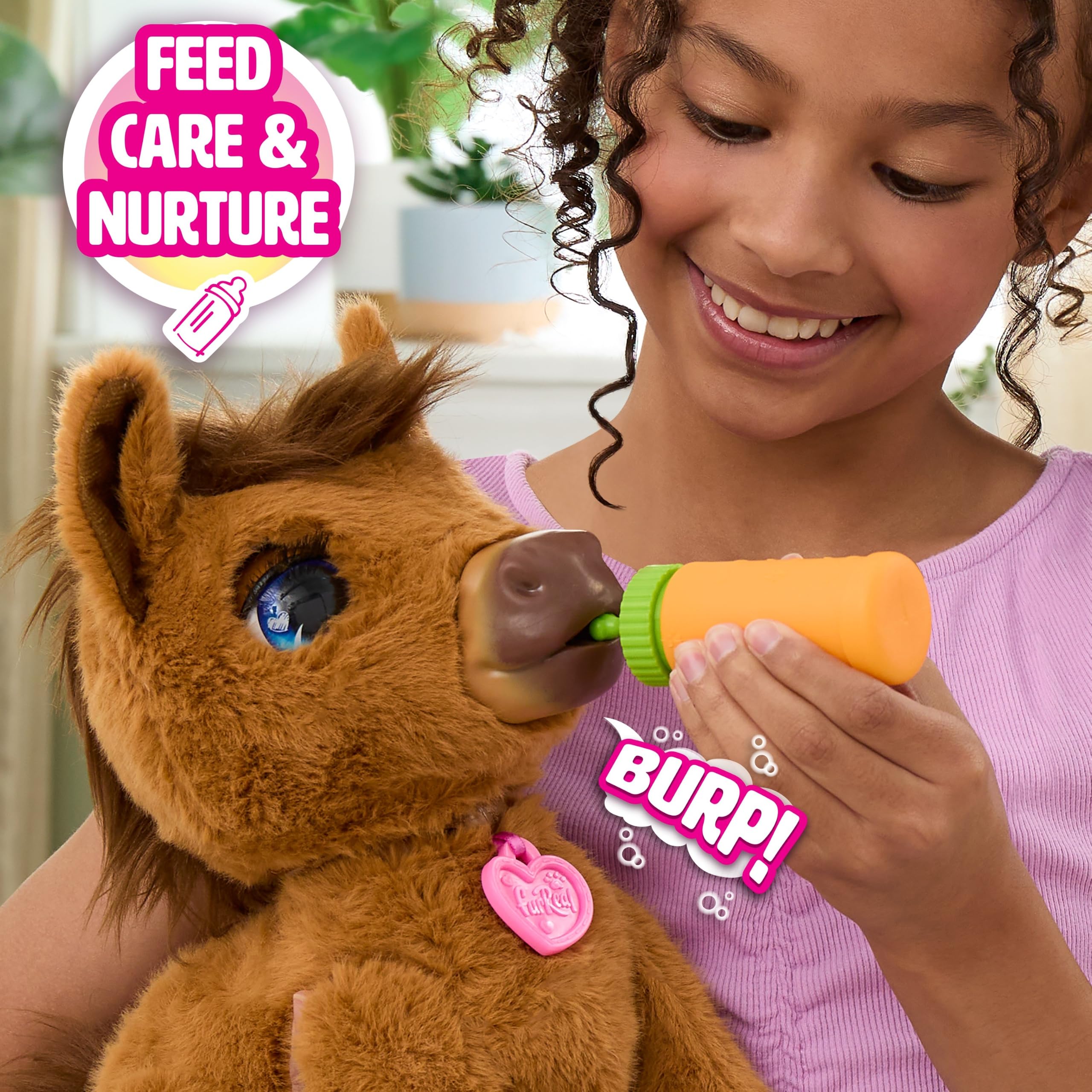 Peluche Interactivo Penny The Feed & Prance Pony de furReal | con más de 50 sonidos y reacciones, camina al activar el biberón, funciona con 4 pilas AA (incluidas), a partir de 4 años