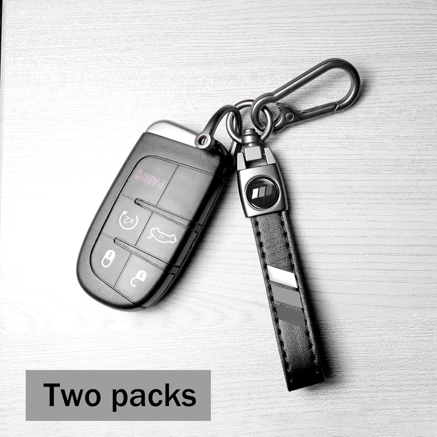 YOSRTER 2PCs Leather Keychain for Toyota Tacoma 4Runner Tundra TRD Camry Rav4 Aluminium alloy Key Chain with key Ring - Image 2