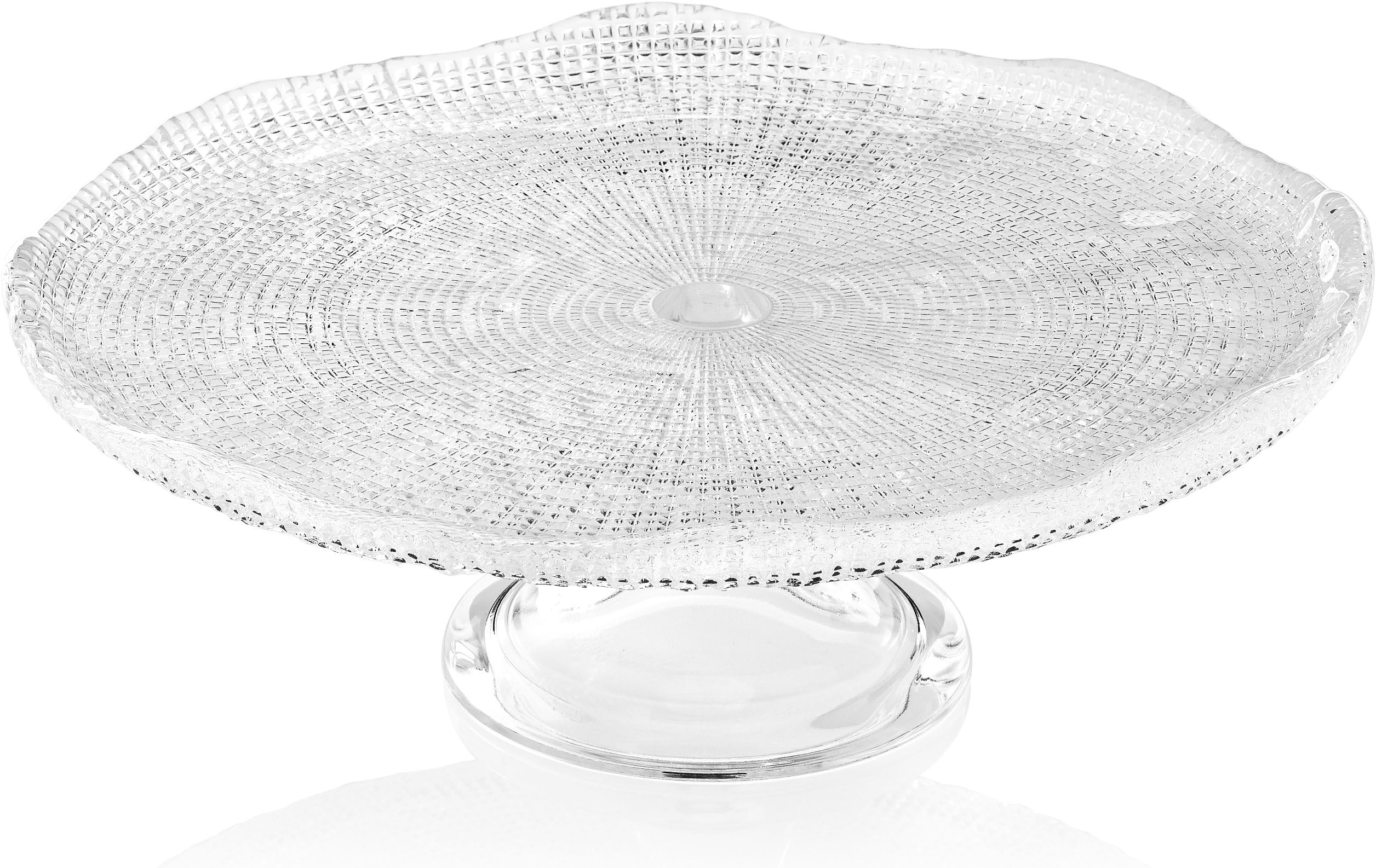 IVV Glassware Diamante Footed Cake Plate, 12-1/2-Inch, Clear