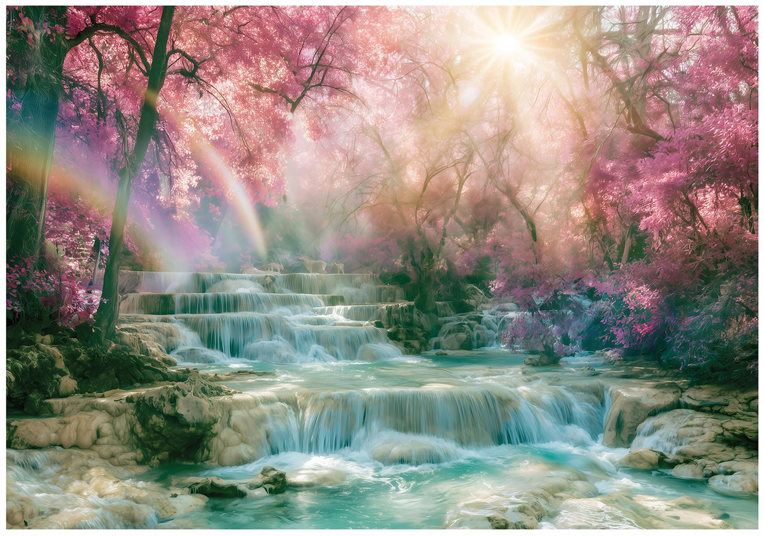 Wallarena Waterfall Pink Non-Woven Photo Wallpaper 300 X 210 Cm