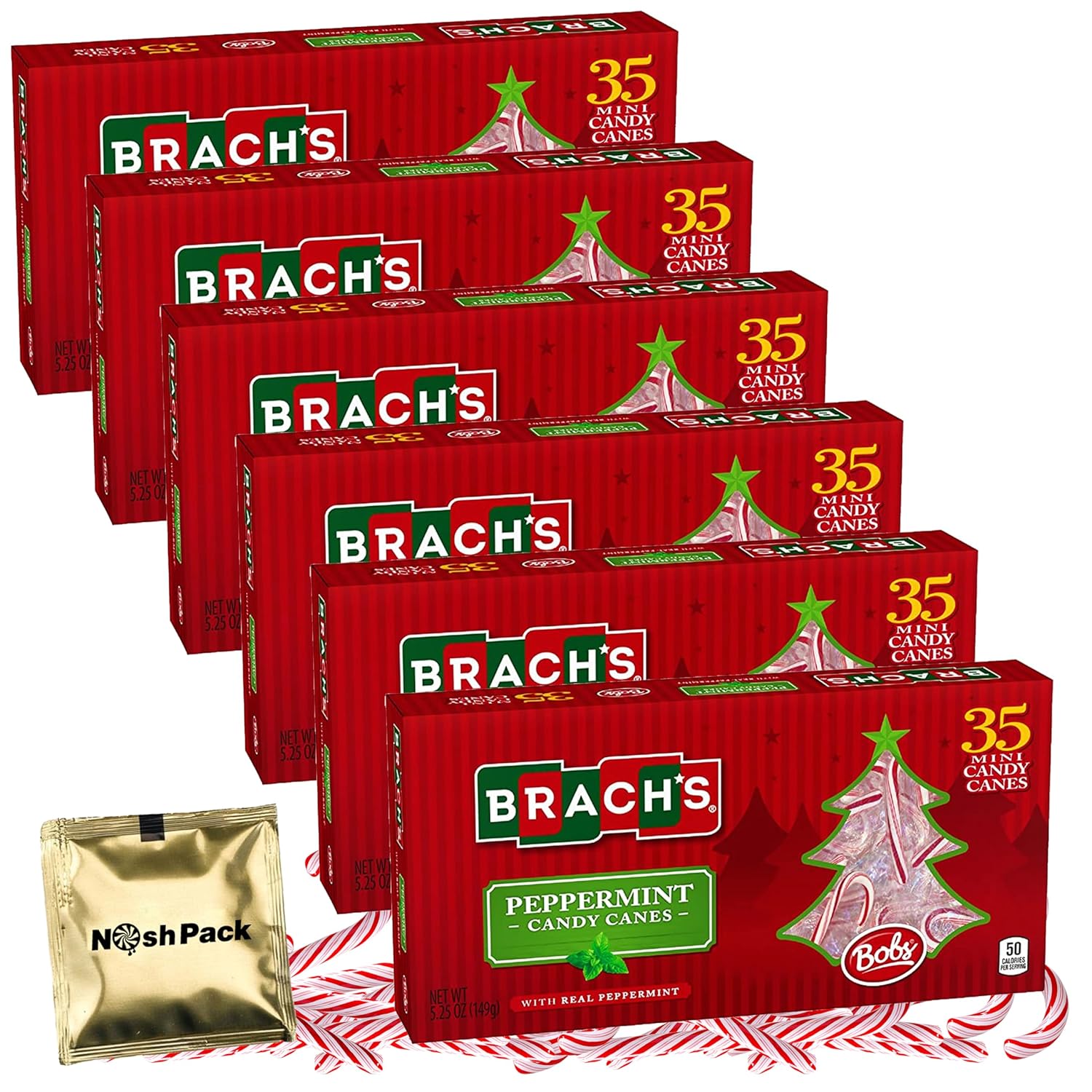 NOSH PACK Mini Christmas Candy Canes Individually Wrapped