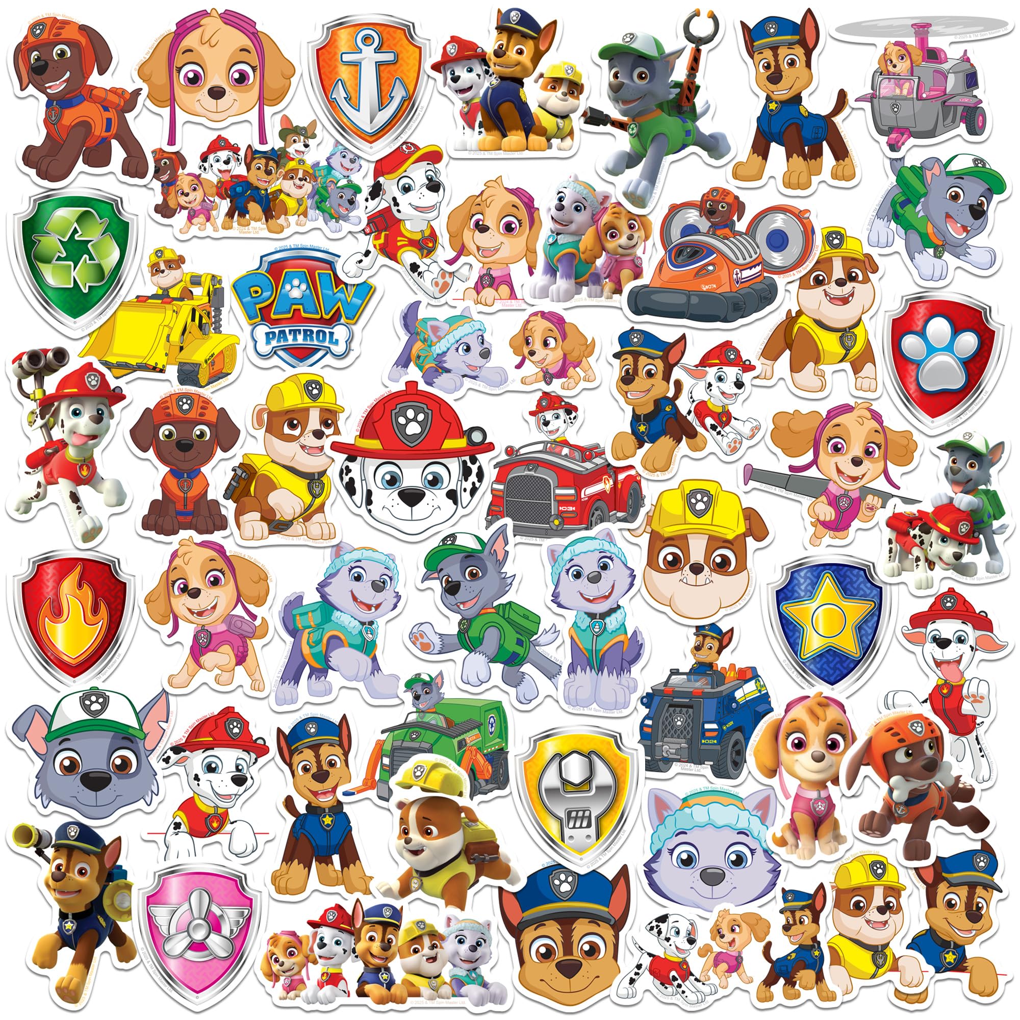 Paw Patrol Vinyl-Aufkleber, 50 Stück, L, Deluxe-Aufkleber, für drinnen und