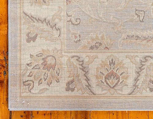 Miniatura 9 de Unique Loom - Colección Voyage - Alfombra redonda tradicional oriental, marrón, Polipropileno, azul, marfil (Light BlueIvory)